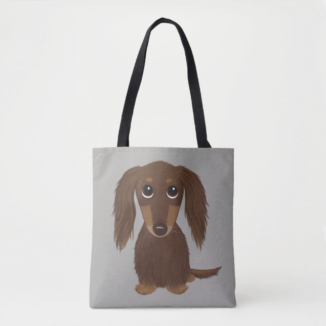Bolsa Tote Cão-de-caju-dachshund, chocolate castanho-de-cabra (Frente)