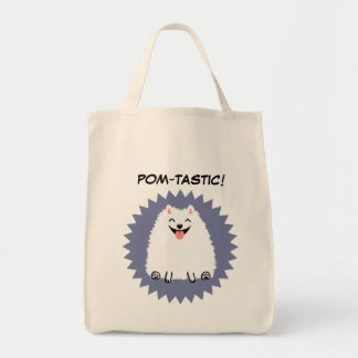 Bolsa Tote Cão de Cartografia Branco Funny Pomeranian