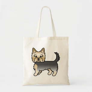Bolsa Tote Cão De Cartoon Azul E Dourado Yorkshire Terrier Y