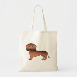 Bolsa Tote Cão-de-Cartoon Casaco Dachshund Suave Vermelho
