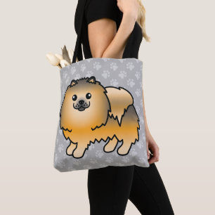 Bolsa Tote Cão De Cartoon Da Pomerânia, Casaco De Solha Laran