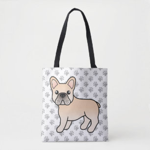 Bolsa Tote Cão-de-Cartoon de Cream-Bulldog