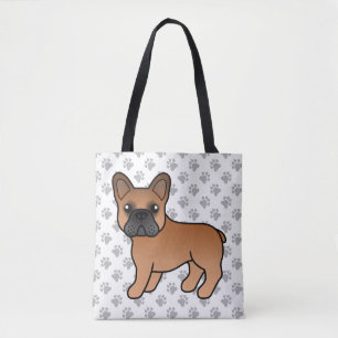 Bolsa Tote Cão-de-Cartoon Vermelho Francês Bulldog