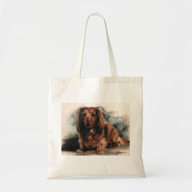 Bolsa Tote Cão de Dachshund de Cabelo Longo (Frente)