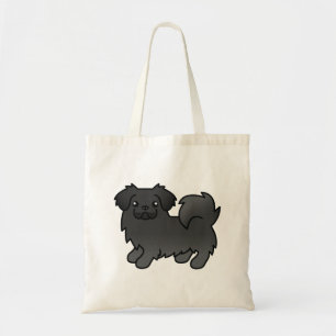 Bolsa Tote Cão de desenho animado fofo Spaniel Tibetano preto