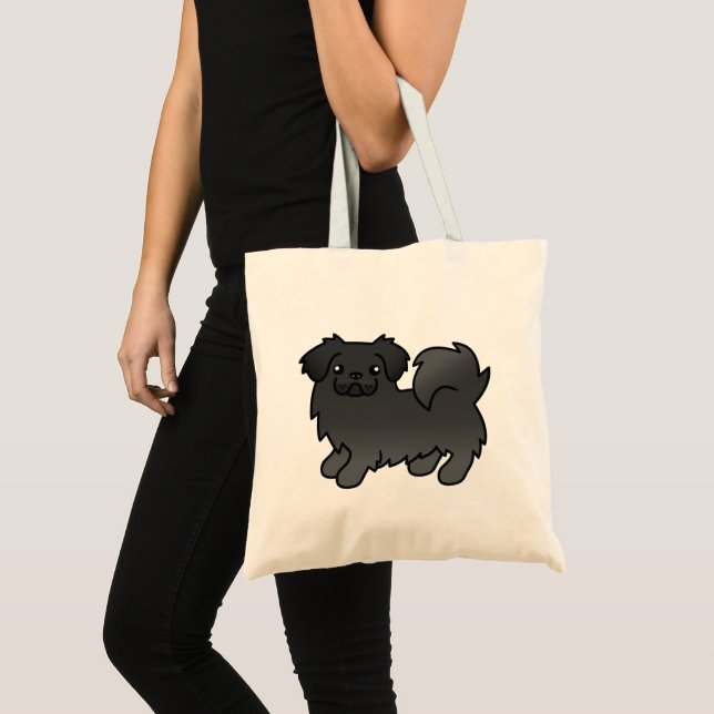 Bolsa Tote Cão de desenho animado preto Tibetan Spaniel (Frente (produto))