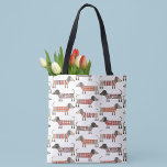 Bolsa Tote Cão de Enchimento<br><div class="desc">Enchidos bonitos de Dachshund ou cachorros-salsicha em tricô malhado. Perfeito para amantes de cachorros e ambulantes de cães.</div>