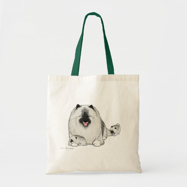 Bolsa Tote Cão de Keeshond Cachorro com Cachorros (Frente)