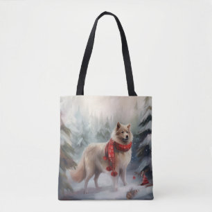 Bolsa Tote Cão de Lappund, finlandês, no Natal da neve
