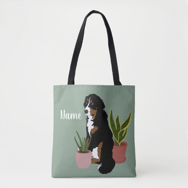 Bolsa Tote Cão de Montanha Bernese Personalizável (Frente)