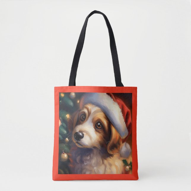 Bolsa Tote Cão de Natal 2 (Frente)