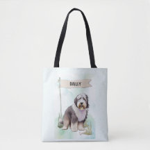 Cão de Pastoreiro Inglês Antigo Aquarela Cachorro