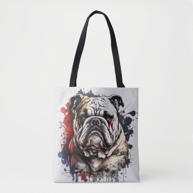 Bolsa Tote Cão-de-Pé-Pintar Retrato Inglês (Frente)