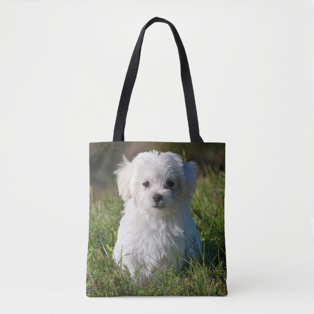 Bolsa Tote Cão-de-porco branco-claro-malvado (Frente)