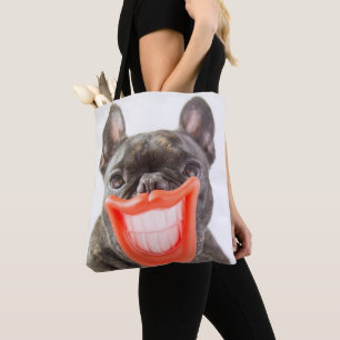 Bolsa Tote Cão de sorriso das imagens   A de Getty