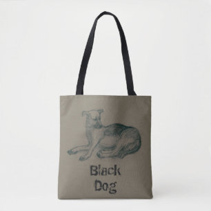Bolsa Tote Cão. desenho do lápis.