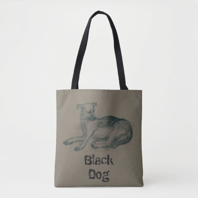 Bolsa Tote Cão. desenho do lápis. (Frente)