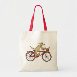 Bolsa Tote Cão do ciclismo e esquilo - arte do animal do