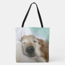 Bolsa Tote Cão do golden retriever adormecido no travesseiro