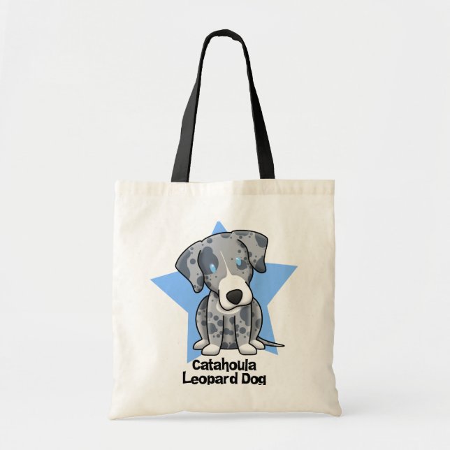 Bolsa Tote Cão do leopardo de Catahoula da estrela de Kawaii (Frente)