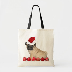 Bolsa Tote Cão do pug do Natal