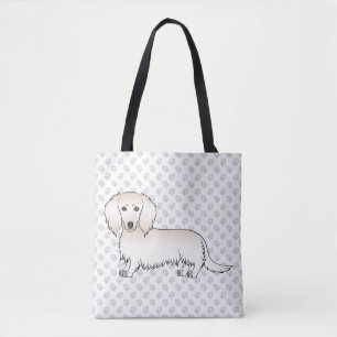 Bolsa Tote Cão e patas de cartoon de pelo longo creme