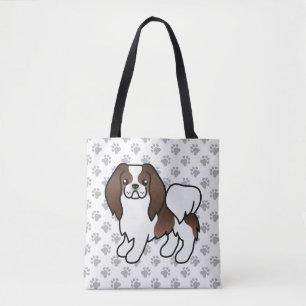 Bolsa Tote Cão e patas de desenho do queixo marrom e branco j