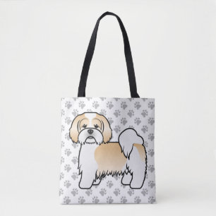 Bolsa Tote Cão e patas Douradas E Brancas Lhasa Apso