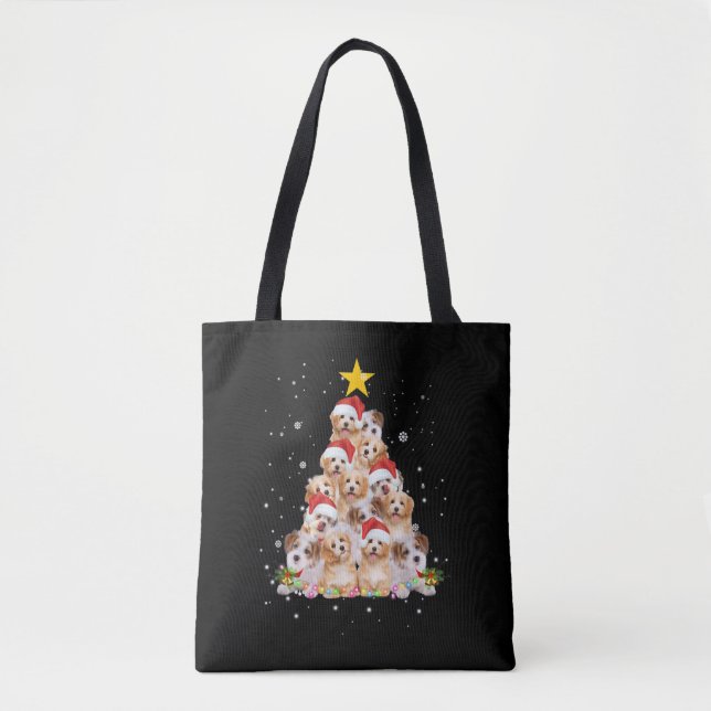 Bolsa Tote Cão Engraçado de Árvore de Natal (Frente)