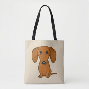 Bolsa Tote Cão engraçado vermelho bonito do Wiener dos