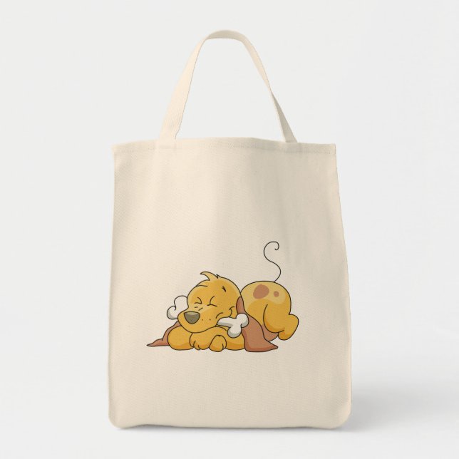 Bolsa Tote Cão feliz com camiseta e presentes do osso (Frente)