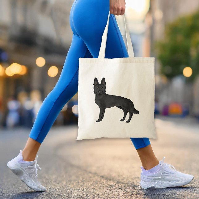 Bolsa Tote Cão GSD - Cartografia em branco German shepherd pr (Please note: This image is a digital mockup. The product may not be in scale.)
