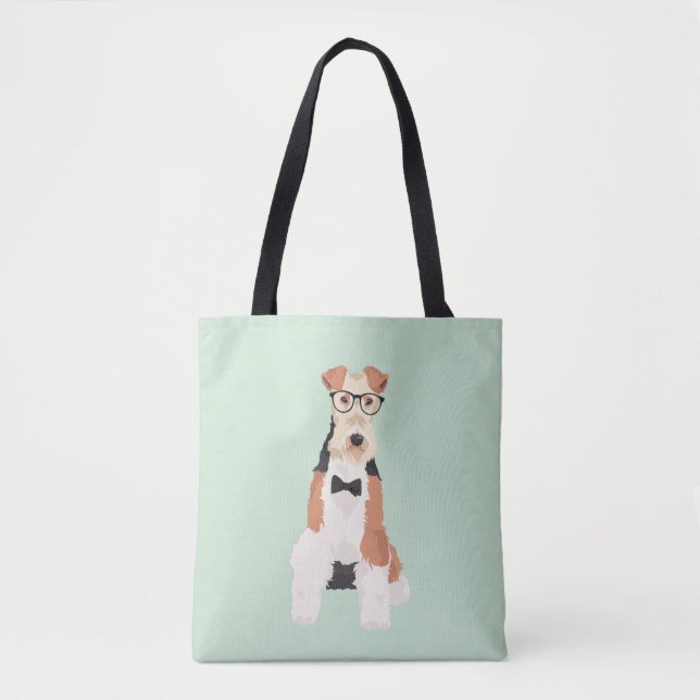 Bolsa Tote Cão legal do fio do Fox Terrier do hipster para (Frente)