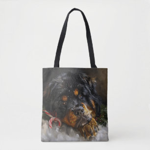 Bolsa Tote Cão Mastim Tibetano Natal Festivo