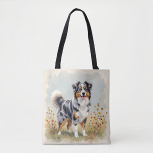 Bolsa Tote Cão Pastor Australiano Merle Cauda Longa