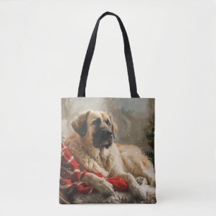 Bolsa Tote Cão Pastor da Anatólia Festa de Natal