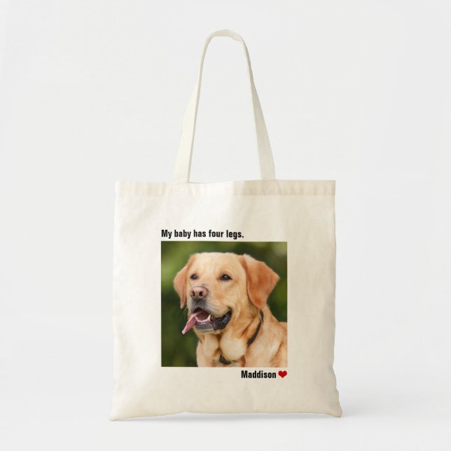 Bolsa Tote Cão Personalizado de Fotografia Grande Personaliza (Frente)