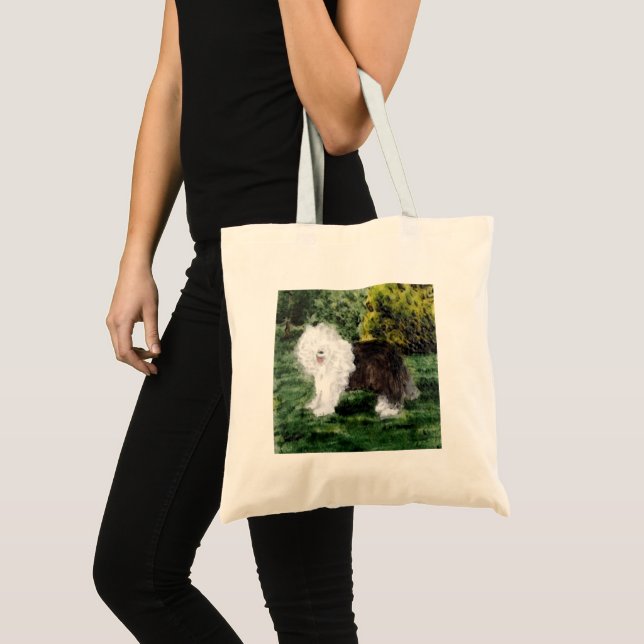 Bolsa Tote Cão que pinta o Sheepdog inglês velho (Frente (produto))