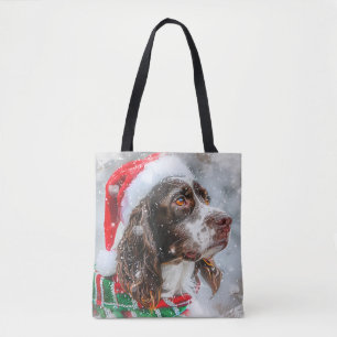 Bolsa Tote Cão Springer Spaniel Natal Festivo