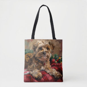 Bolsa Tote Cão Yorkipoo Natal Festivo