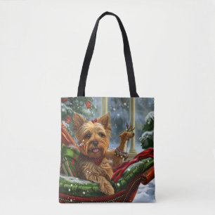 Bolsa Tote Cão Yorkshire Terrier Natal Festivo