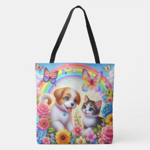 Bolsa Tote Cãozinho/cachimbo/arco-íris de gatinho