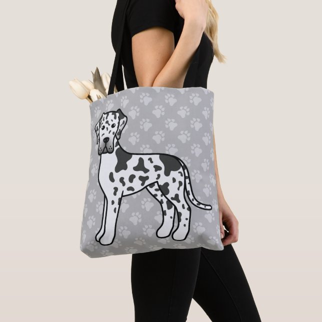 Bolsa Tote Capa de Arlequim Cartoon Dog Grande Dane (Close Up)