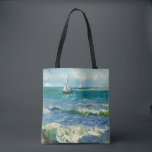 Bolsa Tote Capa | Vincent van Gogh<br><div class="desc">A paisagem nas proximidades de Les Saintes-Maries-de-la-Mer (1888) pelo artista poste-impressionista holandês Vincent Van Gogh. Arte original é uma pintura de capa de mar em óleo que mostra um barco em um oceano azul abstrato. Use as ferramentas de design para adicionar texto personalizado ou personalizar a imagem.</div>