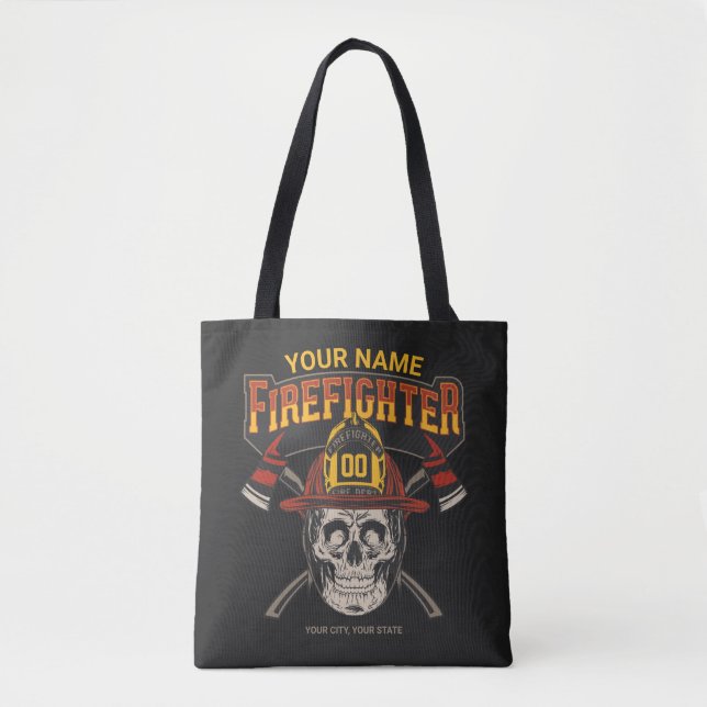 Bolsa Tote Capacete de Caveira Personalizado de Bombeiro Ax B (Frente)