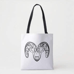 Bolsa Tote Capim/ovelha, tribal, preto e branco