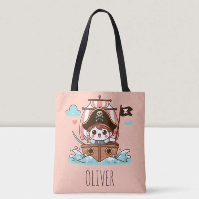 Bolsa Tote Capitão Kid e Navio do Marinheiro Pirata (Criador carregado)
