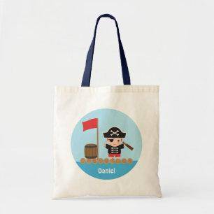Bolsa Tote Capitão Pirata do Oceano Fofo Jangada Para Meninos