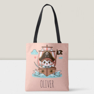Bolsa Tote Capitão Pirata Kid e Navio Fofo
