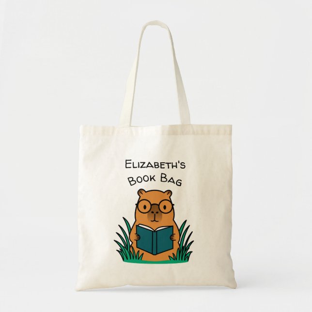 Bolsa Tote Capivara Lendo Livro (Frente)